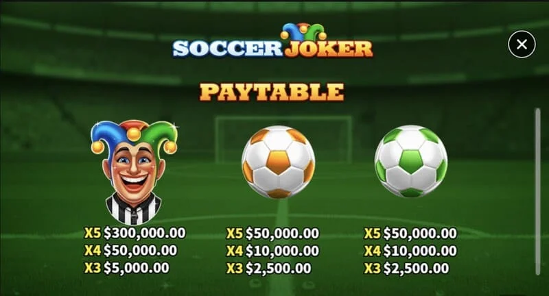 Soccer Joker - გადახდების ცხრილი, პირველი გვერდი